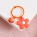 Oranje bloem sleutelhanger schattige snoepkleur metalen sleutelring met bel hanger - Oranje Bel Bloem