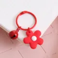 Rode bloem sleutelhanger met rode bel, schattige hanger voor damestassen en dagelijks gebruik. - Rode Bel Bloem