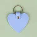 Llavero de cuero con corazón azul claro anillo metálico lindo colgante de bolso - Azul