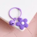 Schattige Koreaanse stijl paarse bloem sleutelhanger met kleine bel, zoete snoepkleur tas hanger. - Paarse Bel Bloem