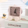 Leuke cartoon dier kinders WEKKER bureau nachtkastje digitale klok roze decoratie - 10.5x7.2cm / Khaki