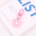 Llavero de flor rosa lindo colgante de flor color caramelo abalorio de bolsa anillo de llave metal - Rosa