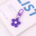 Snoepkleur paarse bloem sleutelhanger, schattige metalen tas hanger, leuke accessoires. - Paars