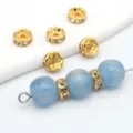 perline distanziatrici strass placcate oro 18k micro pavé rondelle accessori per bigiotteria - Diametro 4mm / Oro