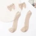 Summer women sheer lace crystal silk socks breathable cotton bottom thin short socks beige - One Size (EU 34-39) / Khaki