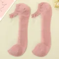Summer sheer crystal silk boat socks for women, breathable low cut thin socks with wavy lace edge. - One Size 34-39 / Pink