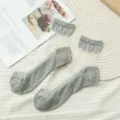 Women sheer crystal socks spring summer thin glass silk lace cuffs cotton sole crew socks - One Size (EU 34-39) / Gray