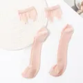 Women summer ice silk short socks pink lace trim breathable crystal socks casual ankle socks - One Size (EU 34-39) / Pink