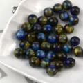 Perline rotonde in resina blu oro per bracciali collane fatti a mano accessori per gioielli. - 8 mm / dimensione del foro circa 1,6 mm / Notte Stellata di Van Gogh