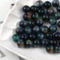 Perle tonde in resina con effetto pittura a olio per bracciali e collane fai da te artigianali. - 8 mm / dimensione del foro circa 1,6 mm / Occhio Arcobaleno