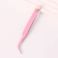Pince courbée en acier inoxydable rose avec joli décor de lapin de dessin animé pour carnet DIY. - Style de lapin carotte / Pointe Courbe / Rose