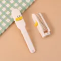 Cute cartoon folding mini comb portable pocket hair brush for women and students travel use - White