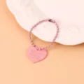 Rosa Metall Herz Anhänger Schlüsselanhänger Perlen Armband Tasche Deko süßes Accessoire - Rosa