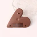 Peine de corte de pelo en forma de corazón marrón, recortador de flequillo de doble cara seguro. - Marrón