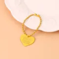 Llavero con colgante de corazón de metal y cadena de cuentas bonito accesorio amarillo para llaves - Amarillo