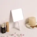 Espejo de maquillaje de mano portátil con marco cuadrado, espejo cosmético compacto para belleza. - Espejo cuadrado / Blanco