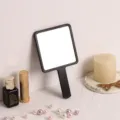 Espejo de maquillaje cuadrado portátil minimalista con mango cómodo para uso diario y viajes. - Espejo cuadrado / Negro