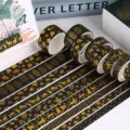 Gold foil washi tape set black decorative masking tapes for DIY journaling and scrapbooking - Forest Stories