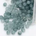 Close-up detail of 4mm crackle glass round beads for bracelet and necklace DIY jewelry making. - 100颗装 (4mm) / Grey-Blue Floral Beads
