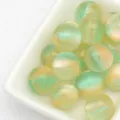 Primo piano di perline occhio di gatto gelatina da 12mm, perle sfuse lucide per bracciali DIY. - 2. Verde lago da sogno