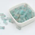 Light blue glass bamboo beads for DIY jewelry making, handmade bracelets and crafts. - 6x12mm Hole Approx 1mm / Marbled Blue