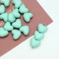 Mint green acrylic heart beads loose DIY charm bracelet phone chain jewelry accessories - Mint Green