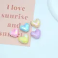 Colorful acrylic heart shaped loose beads detail shot, perfect for DIY phone charm necklace crafts. - 17*15mm / Hole Size Approx. 2.5mm / Tie-Dye Yellow