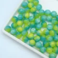 Blue green gradient resin round beads for DIY jewelry making, stylish accessory details. - Yellow-Green