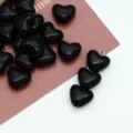 Perline a forma de cuore in acrilico nero per creare gioielli fai da te e bracciali. - Nero