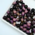 Marbled color-blocked resin round beads DIY loose beads for handmade bracelet jewelry accessories - Black Purple