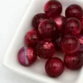 Perles rondes effet oeil de chat gelee de 12mm pour bracelets DIY faits a la main vue de detail. - 11. Rouge vin de rêve
