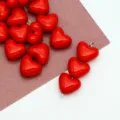Red acrylic heart beads for DIY jewelry making, sweet style loose beads for bracelet phone chain. - Red