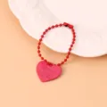 Accesorios de cadena de cuentas con colgante de corazón de metal, llavero pulsera lindo. - rose red chain