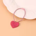 Colgante de corazón de metal rosa cadena de cuentas llavero lindo dije de bolsa accesorio - rose pink chain