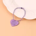 Colgante de cadena de cuentas de corazón de metal púrpura llavero accesorio de moda para bolsos. - Púrpura