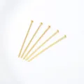 Gold flat head pins diy jewelry making accessories findings details close up display 5pcs - T Pins / 0.6*30mm / 18K Gold