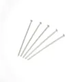 Silver tone metal flat head pins for DIY jewelry making, beading accessories detail view. - T Pins / 0.6*30mm / White Gold