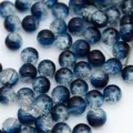 Blaue Craquelé Glasperlen Detailaufnahme für DIY Schmuckherstellung, schöne runde Kristallperlen. - 10 mm / Loch ca. 2,0 mm, 50 Stk. / Dunkelblau