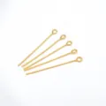 Vista detallada de alfileres con ojal chapados en oro 18k para crear joyas y accesorios DIY. - Alfileres de Ojo / 0.6*30mm / Chapado en oro 18K