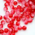 Rote rissige Glasperlen Eiskristall Perlen rund DIY Armband Halskette Schmuckherstellung Zubehör - 10 mm / Loch ca. 2,0 mm, 50 Stk. / Hellrot
