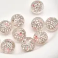 Dettagli in primo piano di perline di cristallo strass fai-da-te 16mm con anima rosa per gioielli. - Rosa