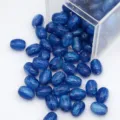 Perles ovales en resine pailletee bleue perles en vrac pour fabrication de bijoux DIY - 8x11mm / Bleu Saphir