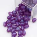 Perles ovales en résine avec paillettes violettes pour fabrication de bijoux et bracelets - 8x11mm / Violet foncé