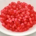 4mm brushed cat-eye glass beads close-up, red spacer beads for handmade DIY jewelry design. - 4mm / Red