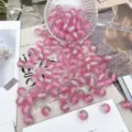 Pink gradient glitter resin beads bulk, sparkly round charm for DIY jewelry making - Pink