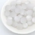 Détail de perles d'œil de chat mates blanches, perles rondes en vrac pour bijoux DIY faits main. - Blanc Mat