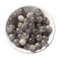 Grey resin starry sand round beads DIY jewelry making accessories for handmade crafts. - Gray