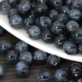 Dark blue starry glitter resin round beads detail, perfect for DIY jewelry, bracelets, and necklaces. - Brilliant Black