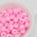 Pink striped resin beads detail, ideal for DIY handmade jewelry, phone chains and bag charms. - Pink