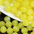 Yellow shimmer resin round beads acrylic loose beads for DIY handmade jewelry making accessories - Yellow